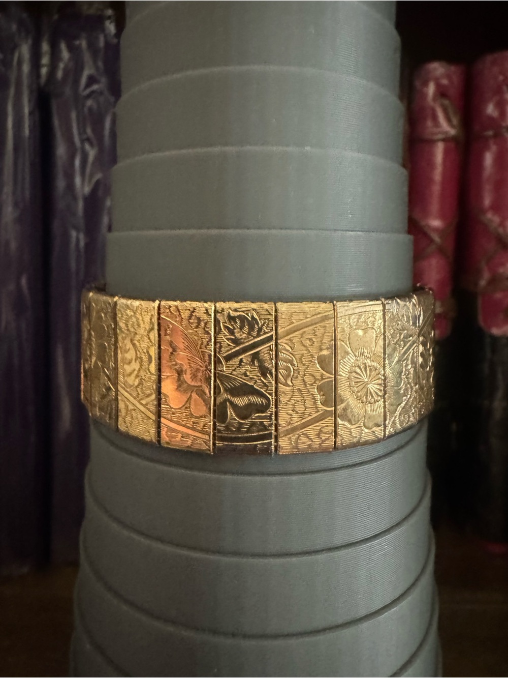 Engraved Gold-Tone  Bracelet with Clasp